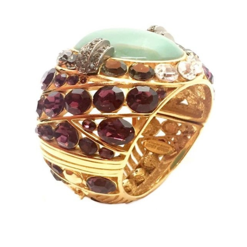 Roberto Cavalli Gold Crystal Bracelet Runway Statement Designer NWT
